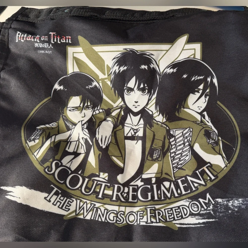 Attack on Titan Anime Black Scout Regiment Messenger Bag Laptop / Book Bag